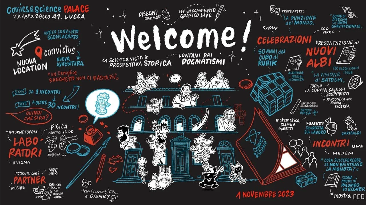 Il pannello del Comics&Science PALACE illustrato da Gabriele Peddes